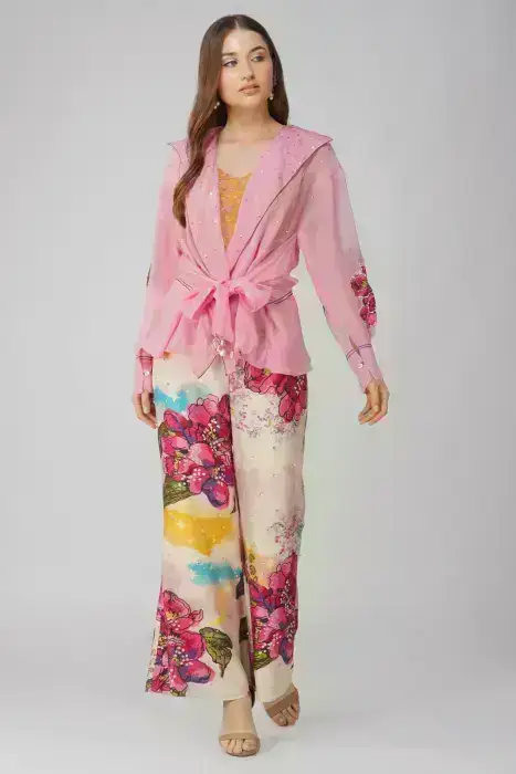 BIG FLOWER TIE-UP TOP SET